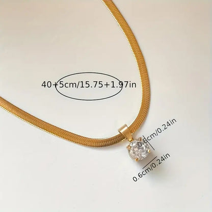 Collier Pendentif Élégant en Strass | Or