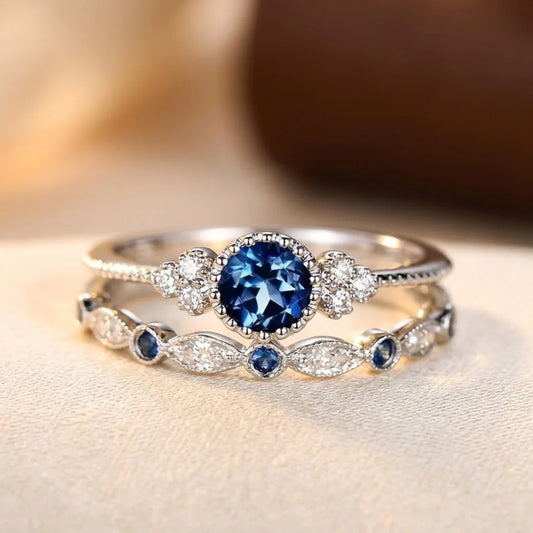 Bague Halo en Saphir Argenté