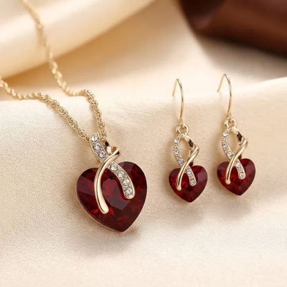 Ensemble de Bijoux en Or et Rubis en Cœur Tordu