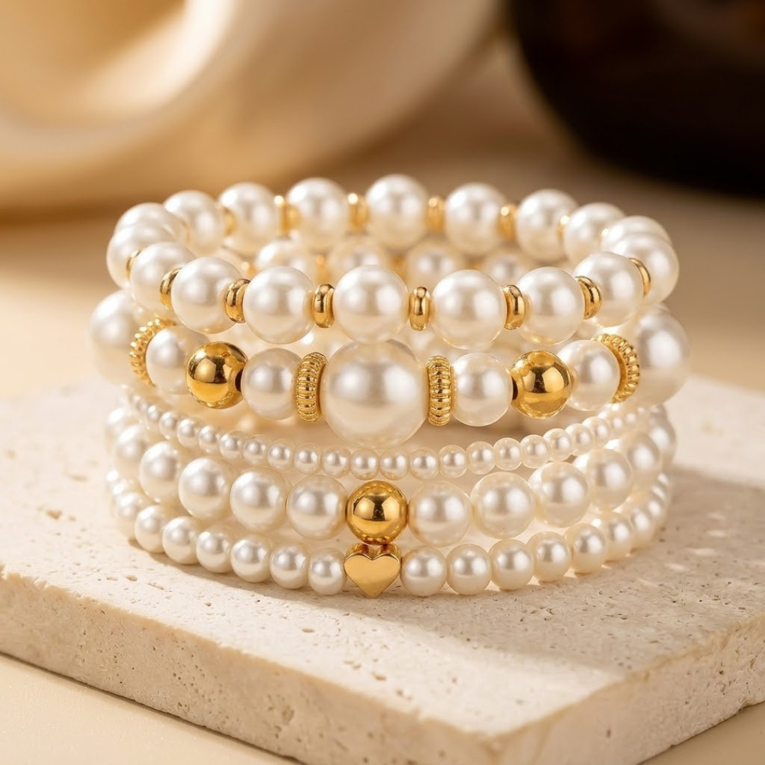 Ensemble de Bracelets en Perles d'Or