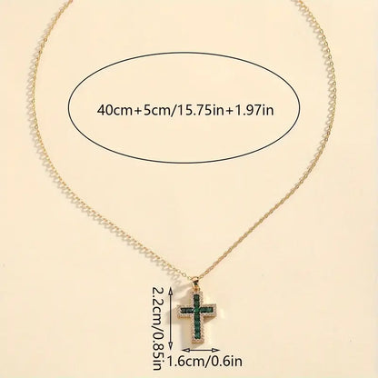 Collier Pendentif Croix Émeraude Solene | Or