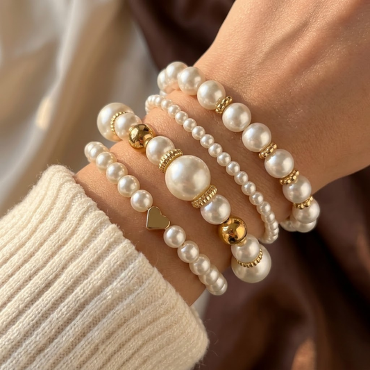 Ensemble de Bracelets en Perles d'Or