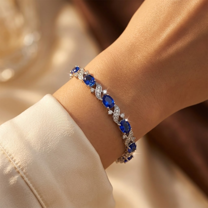 Bracelet en lien floral en saphir argenté