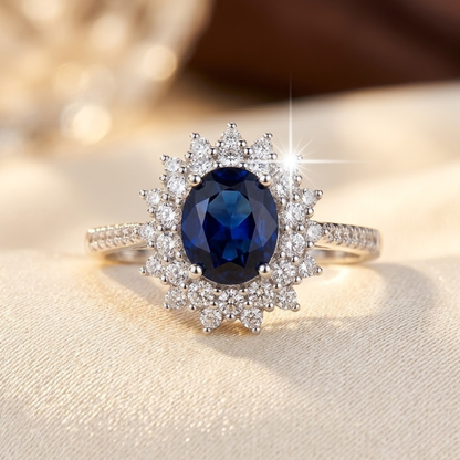 Bague Halo en Saphir Doré