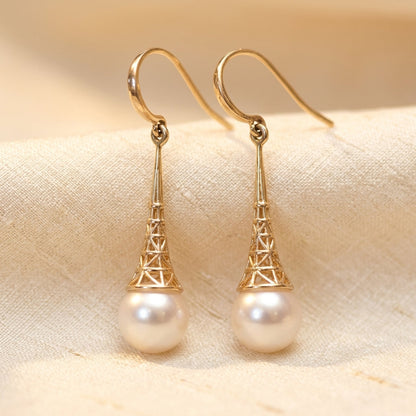 Boucles d'oreilles en perles et filigrane doré