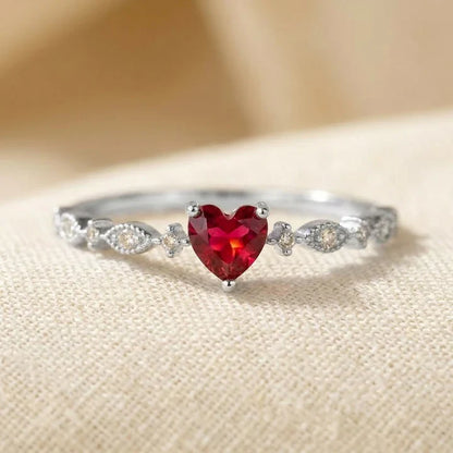 Bague Cœur en Rubis Doré