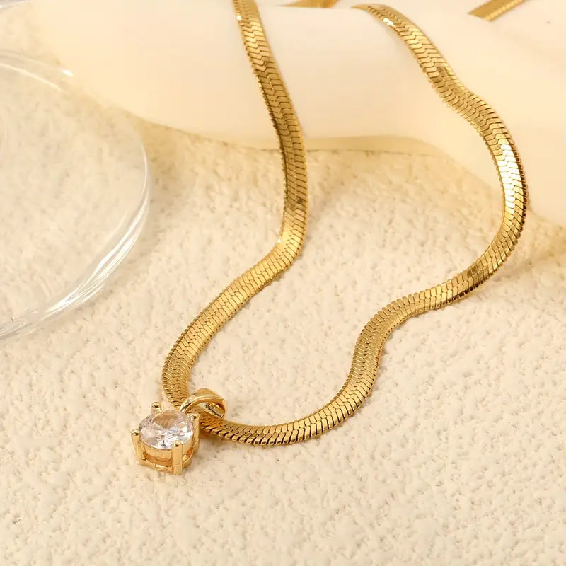 Collier Pendentif Élégant en Strass | Or