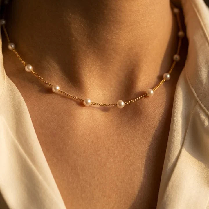 Collier en Chaîne avec Perles Espacées en Or