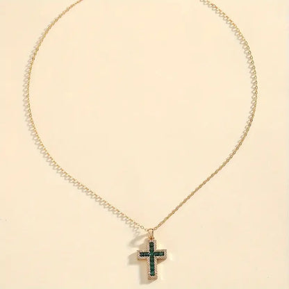 Collier Pendentif Croix Émeraude Solene | Or